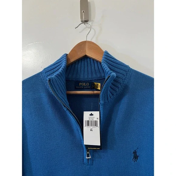 Polo Ralph Lauren Quarter Zip Sweater Pullover Knit Blue Menswear XL - Picture 3 of 11